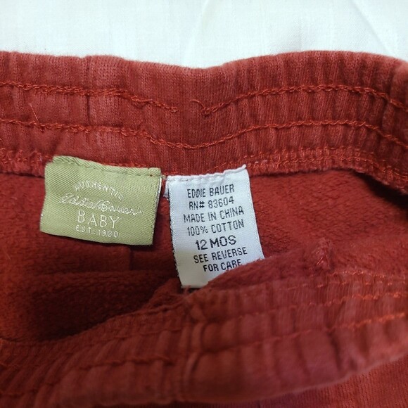 Eddie Bauer Baby Red Tan Two piece Track Suit Set 12 Months - Picture 8 of 10